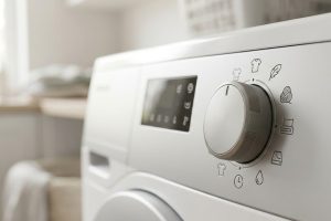 Панель управления стиральной машины с переключателем программ и значками