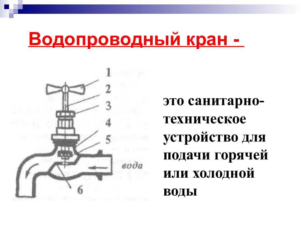 Кран водопроводный вентильный старого образца устройство